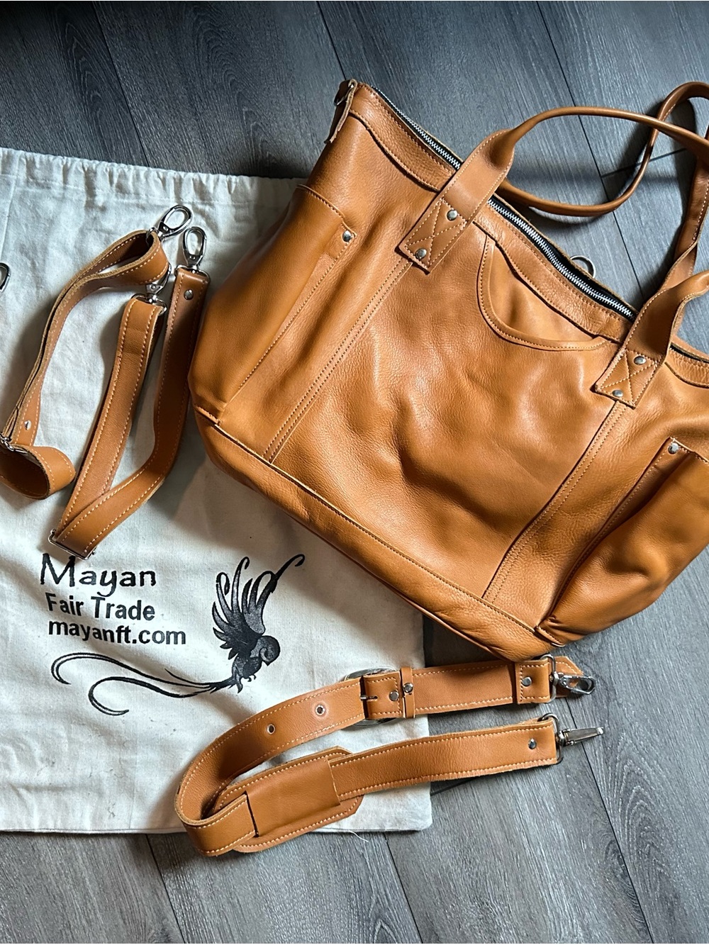 Tan Leather Travel Bag